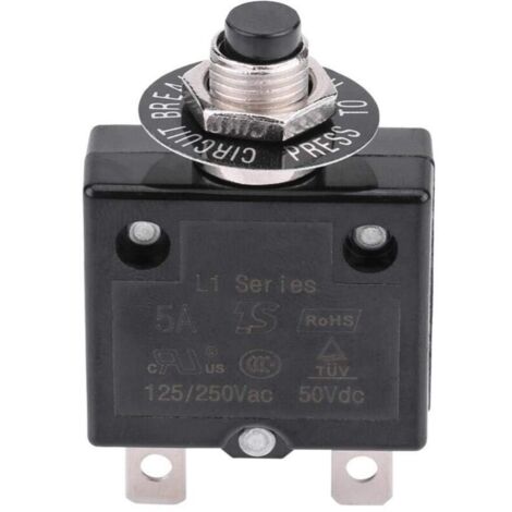 Disjoncteur Interrupteur thermique de réinitialisation, 125-250V AC 50V DC Disjoncteur à bouton-poussoir de protection contre les surcharges de courant(18 ampères)