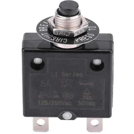 Disjoncteur Interrupteur thermique de réinitialisation, 125-250V AC 50V DC Disjoncteur à bouton-poussoir de protection contre les surcharges de courant(18 ampères)-VSIAISV