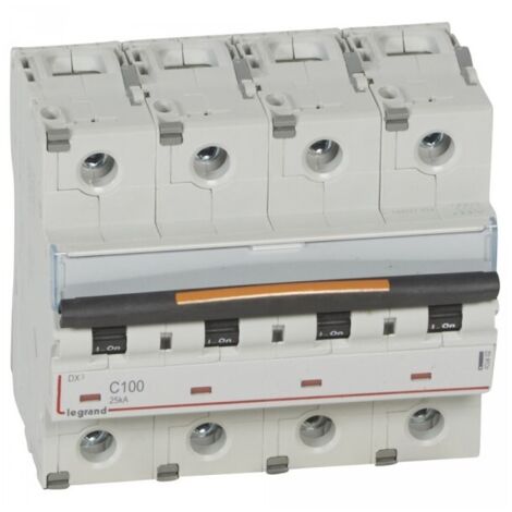disjoncteur - legrand dx3 - 4 pôles - 100 a - courbe c - 25ka - legrand 409802