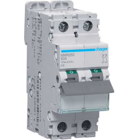 Disjoncteur magnétique 2P 15kA 63A 400V access. indicateur IEC 947-2 (MMN263)