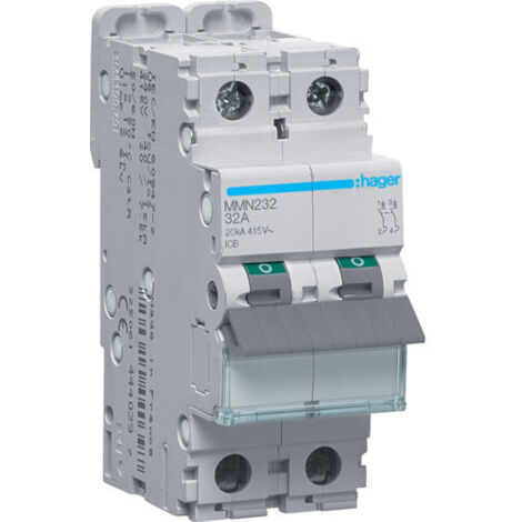 Disjoncteur magnétique 2P 20kA 32A 400V access. indicateur IEC 947-2 (MMN232)