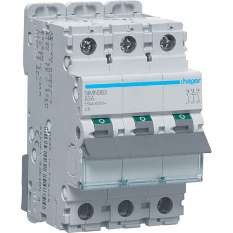 Disjoncteur magnétique 3P 15kA 63A 400V access. indicateur IEC 947-2 (MMN363)
