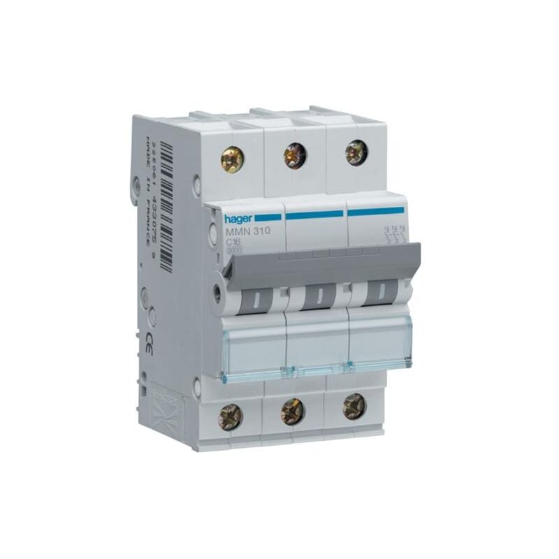 Hager - Disjoncteur magnétique 3P 25kA 10A 3 modules MMN310