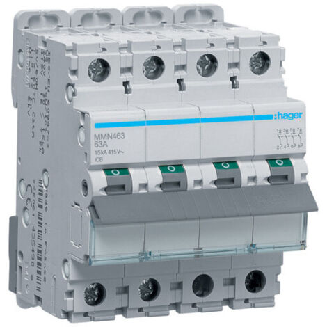 Disjoncteur magnétique 4P 15kA 63A 400V access. indicateur IEC 947-2 (MMN463)