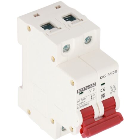 Disjoncteur magnétique DC 2P 10A 500V pour installation photovoltaïque et systèmes solaires