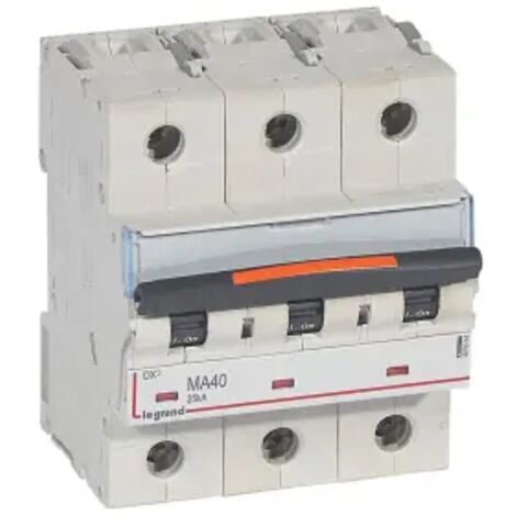 Disjoncteur magnétique seul DX MA 25kA arrivée haute et départ bas à vis 3P 400V 40A 4,5 modules (409884)