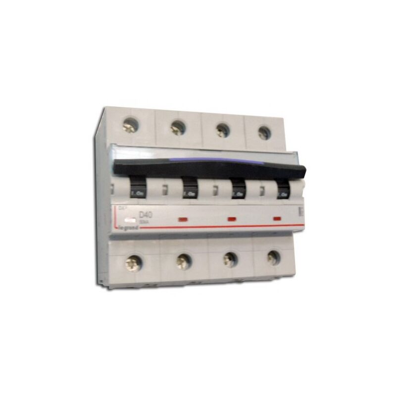 Disjoncteur 40A 4P courbe d 50kA 6 modules (D40) bornes vis DX3 Legrand 410230