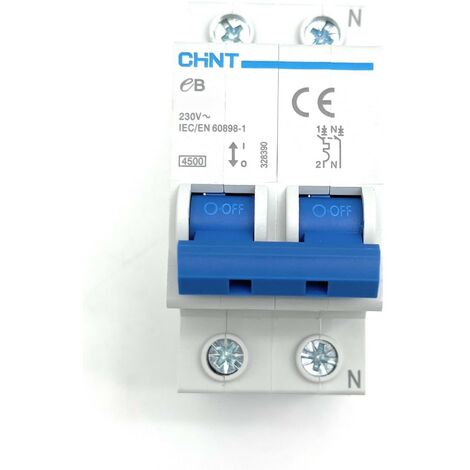 Disjoncteur magnéto-thermique 1P+N 32A 4.5kA 2M Curve C Chint EB 328392