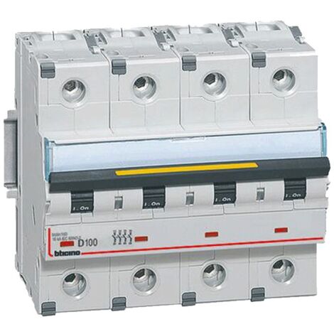 Disjoncteur magnétothermique Bticino 25A 4 Pôles 16KA Courbe D 6 Modules FT84D25