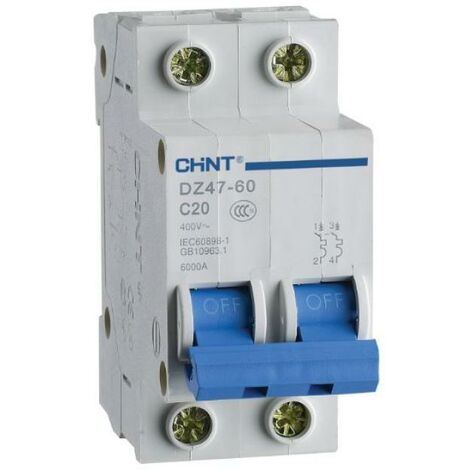 Disjoncteur magnétothermique chint 1p+n 6a 2 modules - 328397