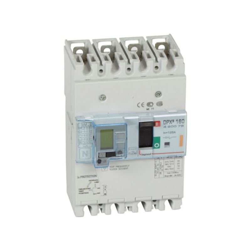 Disjoncteur magnétothermique différentiel DPX³160 pouvoir de coupure 25kA 400V - 4P - 125A - LEGRAND
