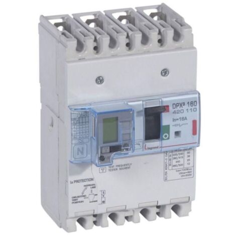 Disjoncteur magnétothermique différentiel DPX³160 pouvoir de coupure 36kA 400V - 4P - 16A - LEGRAND