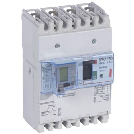Disjoncteur magnétothermique différentiel DPX³160 pouvoir de coupure 36kA 400V - 4P - 40A - LEGRAND