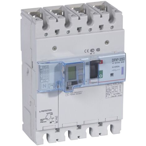 Disjoncteur magnétothermique différentiel DPX³250 pouvoir de coupure 50kA 400V 4 Pôles 200A LEGRAND 420288