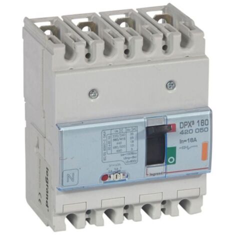 Disjoncteur magnétothermique DPX³160 pouvoir de coupure 25kA 400V - 4P - 16A - LEGRAND