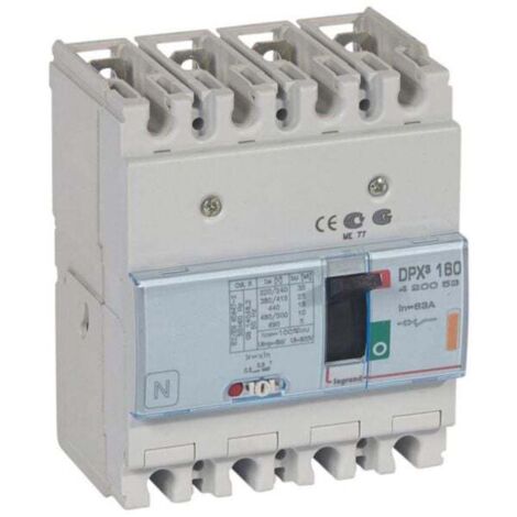 Disjoncteur magnétothermique DPX³160 pouvoir de coupure 25kA 400V - 4P - 63A - LEGRAND