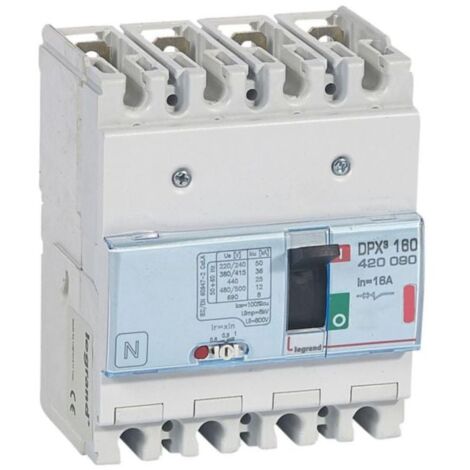 Disjoncteur magnétothermique DPX³160 pouvoir de coupure 36kA 400V - 4P - 16A - LEGRAND