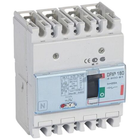 Disjoncteur magnétothermique DPX³160 pouvoir de coupure 36kA 400V - 4P - 25A - LEGRAND