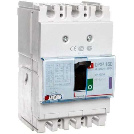 Disjoncteur magnétothermique DPX³160 pouvoir de coupure 50kA 400V - 3P - 125A - LEGRAND