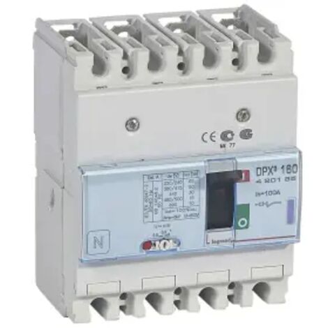 Disjoncteur magnétothermique DPX160 pouvoir de coupure 50kA 400V 4P 100A (420135)