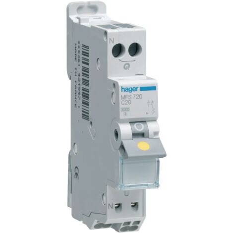 Disjoncteur magnétothermique SanVis 1P+N 3kA courbe C - 20A, 1 module