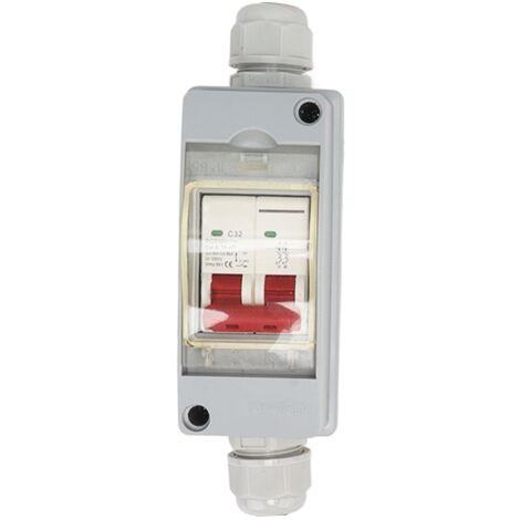 Disjoncteur MCB 2P DC 500V 32A avec boîtier étanche IP65, interrupteur de sectionnement sans câble