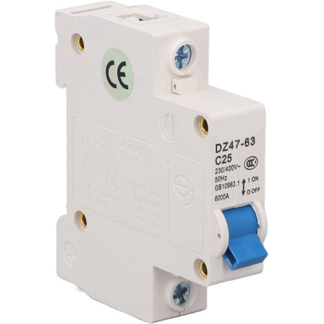 Disjoncteur Mini 1P 25A pour Rail DIN, 6000A 230V/400V, Protection de Circuit