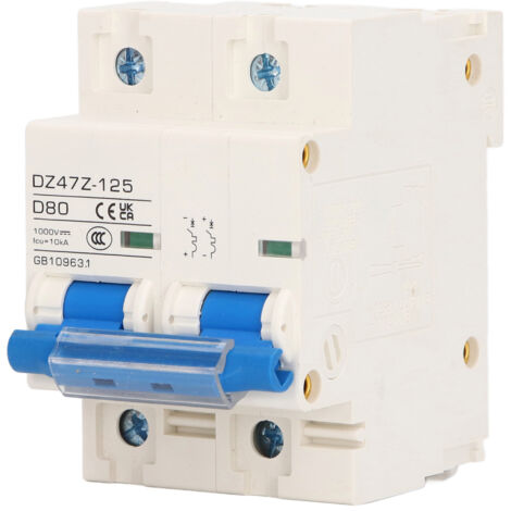 Disjoncteur Mini 2P 80A DC 1000V pour Système Solaire PV, 10KA, Interrupteur Bleu