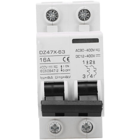 Disjoncteur Mini DC AC 2P 16A 400V Haute Capacité de Rupture 4000A en Pa66