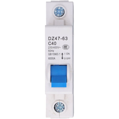 Disjoncteur miniature 1P isolateur de courant résiduel montage sur rail DIN 230V 400V 40A DZ47-63 C40