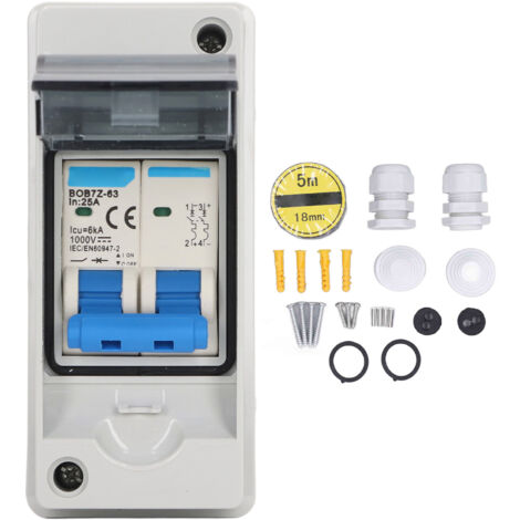Disjoncteur Miniature 25A, interrupteur de déconnexion cc, Protection contre la foudre, avec boîte de Distribution étanche IP65, 1000V