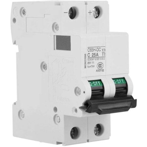 Disjoncteur Miniature 2P 25A DC 250V Disjoncteur Basse Tension Bipolaire Interrupteur de Protection Contre les Fuites sur Rail Din, Briseur