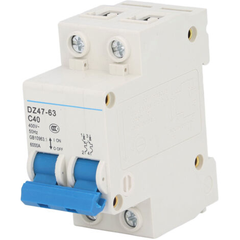Disjoncteur Miniature 2P 40A DZ47-63 pour Rail DIN, Interrupteur Air Basse Tension AC 400V, C40
