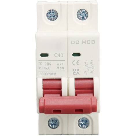 Disjoncteur miniature 2P CC DZ47s 63Z, pouvoir de coupure 40 A / 6000 A, 1000 V CC