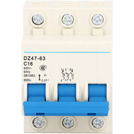 Disjoncteur miniature 3P Montage sur rail DIN Commutateur de protection basse tension 400V 16A DZ4763 C16