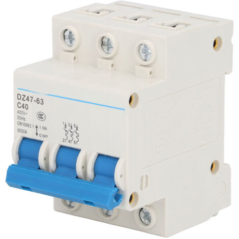 Disjoncteur Miniature 3P monté sur Rail DIN, interrupteur à Air basse tension AC 400V 40A DZ47-63 C40