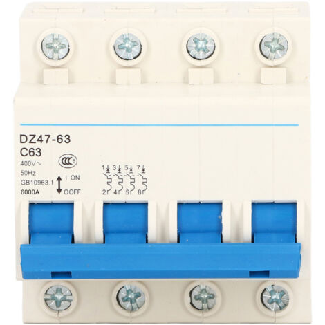 Disjoncteur Miniature 4 Pôles 63A 400V pour Protection Résidentiel et Interrupteur de Circuit