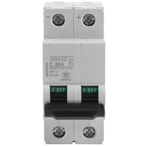 Disjoncteur miniature à air basse tension 250 V CC 2P pour interrupteur d'énergie solaire (63 A)