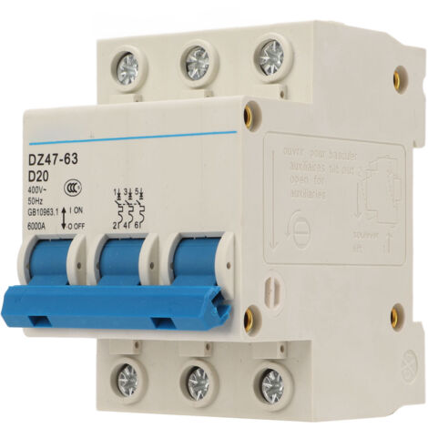 Disjoncteur Miniature botier ignifuge 3P disjoncteur automatique pour immeuble de bureaux 400V DZ47 63 20A