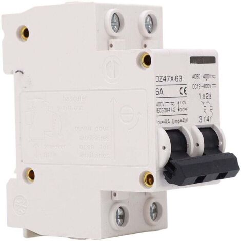 Disjoncteur Miniature Ca Cc 2P 6A 400V Interrupteur de Déconnexion Montage sur Rail DIN pour Système Solaire PV DZ47X 63