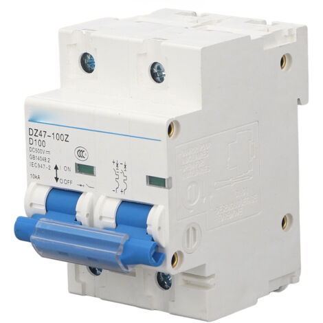 Disjoncteur miniature CC 10 kA, capacité de coupure 10 kA, montage sur rail DIN 36 mm, protection contre les surcharges, 500 V CC, 100 A