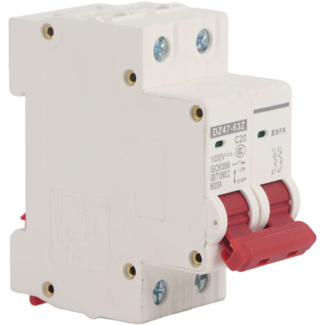 Disjoncteur miniature CC 2P Isolateur de système PV solaire Montage sur rail DIN 1000V 20A DZ4763Z C20