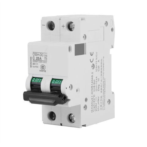 Disjoncteur miniature CC basse tension 2P 250V pour système de grille de panneaux solaires (25A)