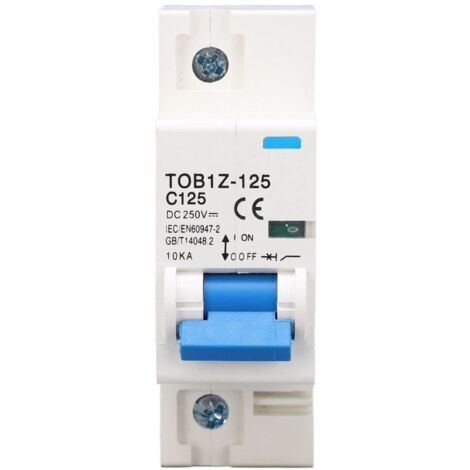 Disjoncteur miniature CC,1 pôle 125A DC250V montage sur Rail DIN pour système solaire PV TOB1Z 125 C125, montage sur rail DIN