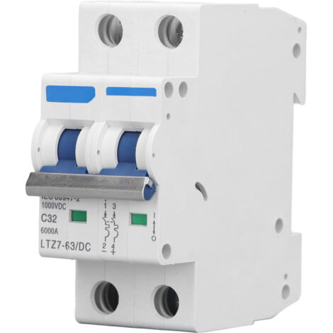 Disjoncteur Miniature DC 2 ples 1000V 32A, interrupteur de déconnexion d'isolateur de système PV monté sur Rail DIN