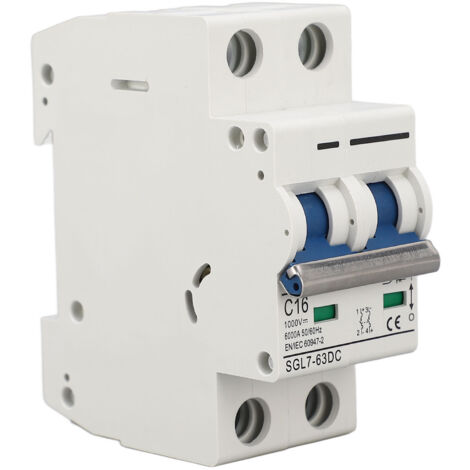 Disjoncteur Miniature DC 2P 1000V 16A, montage sur Rail DIN, interrupteur de déconnexion d'isolateur de système PV, libération magnétique thermique