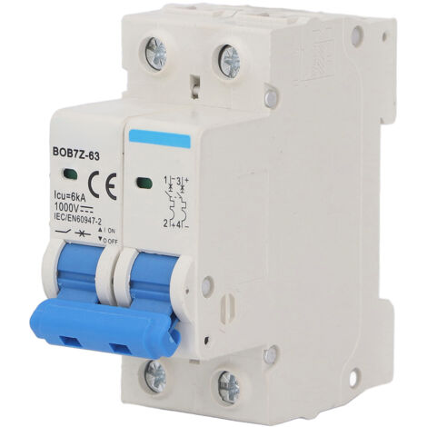 Disjoncteur Miniature Photovoltaïque 2P 16A C16, 6KA Protection Surcharge DC1000V pour Installation Solaire