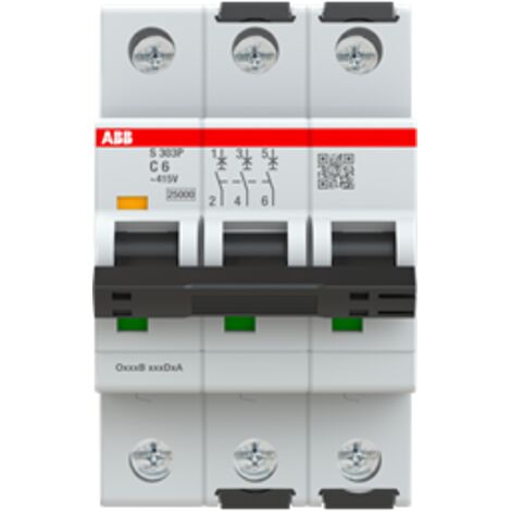 Disjoncteur miniature -  S300P - 3P - 6 A - C - (415 V AC) 100 kA - ABB2CDS383001R0064