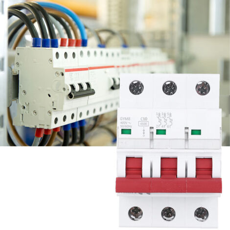 Disjoncteur miniature tripolaire 400V AC 10A avec connexion bilatérale par barres omnibus - GYM8-C45