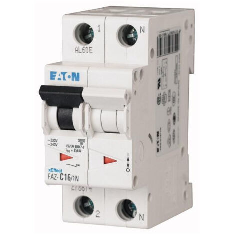 Disjoncteur modulaire 16A 1Np courbe D 000278697 EATON FAZ D16/1N
